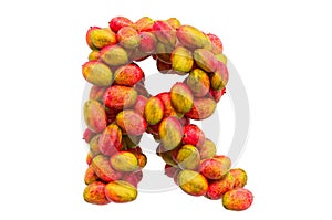 Letter R from mangos, 3D rendering