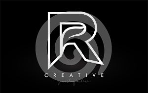 Letter R Monogram Leaf Logo Icon Design with Black and White Colors Vector