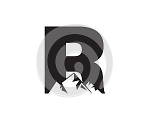 Letter R Mountain Logo. Template Minimalist Alphabet Vector Design