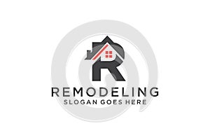 Letter R for Real Estate Remodeling Logo. Construction Architecture Building Logo Design Template Element photo