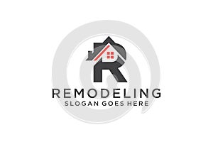 Letter R for Real Estate Remodeling Logo. Construction Architecture Building Logo Design Template Element