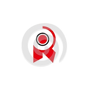 letter r red ribbon label logo vector