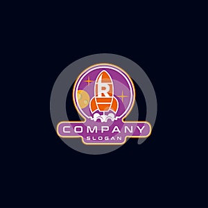 Letter R Rocket Logo Design vector
