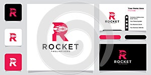 Letter R rocket logo icon vector design template