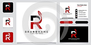 Letter R rocket logo icon vector design template
