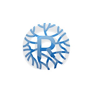Letter R with root logo design vector