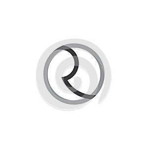 Letter r simple circle line logo vector