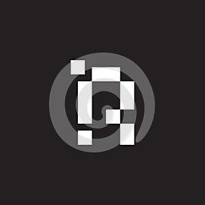 letter r simple geometric pixels dots logo vector