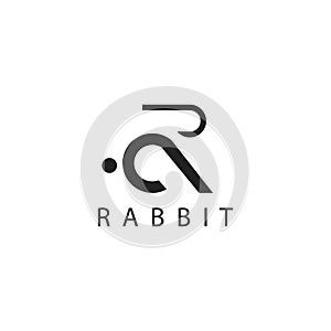 Letter R simple logo creative illustration rabbit vector design template