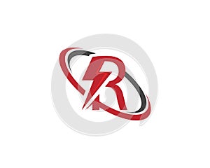 Letter R thunderbolt logo icon.