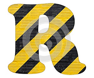 Letter R - Yellow and black lines. White background