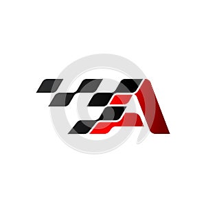 Letter A with racing flag logo