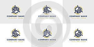 Letter RBC, RCB, BRC, BCR, CRB, CBR Hexagonal Technology Logo Set. Suitable for any business photo