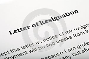 Letter of Resignation