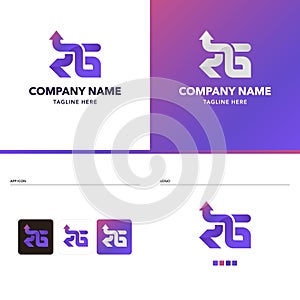 Letter RG arrow logo design.Premium creative type of business app logo. Graphic universal minimal symbol for technology identity.