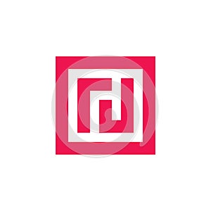 Letter rj or jr logo icon design template, square shape monogram logo vector photo