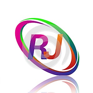 letter RJ logotype design for company name colorful swoosh. vector logo for business and company identity