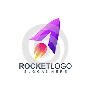 Letter a rocket logo design vector illustration