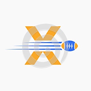 Letter X Rugby, Football Logo Combine With Rugby Ball Icon For American Soccer Club Symbol