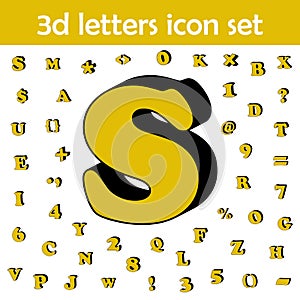 Letter s, alphabet, 3d icon. 3D words, letters icons universal set for web and mobile