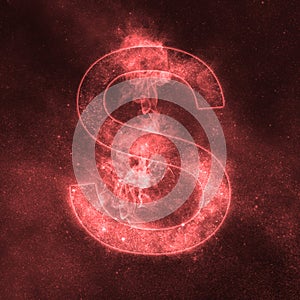 Letter S alphabet symbol. Space Letter, Night Sky Letter.