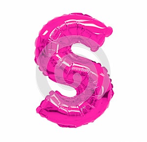 Letter S from a balloon pink