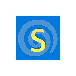 Letter S in blue color box