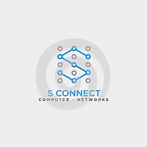 letter s digital technology network logo template vector illustration