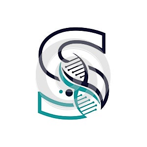 Letter S with DNA logo or symbol Template design vector