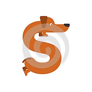 Letter S is dog. pet font. Dachshund alphabet. Lettering home an