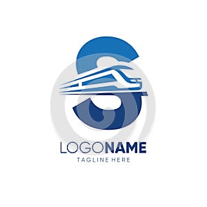 Letter S Fast Train Logo Design Vector Icon Emblem Symbol Graphic Illustration