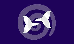 Letter S and Fin logo design . letter S in the negative space of fin . vector illustration