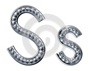 Letter s. font from construction rebar. 3D render