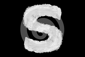 Letter S font shape element made of cloud on black