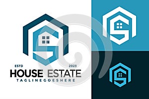 Letter S Hexagon House logo design vector symbol icon illustration