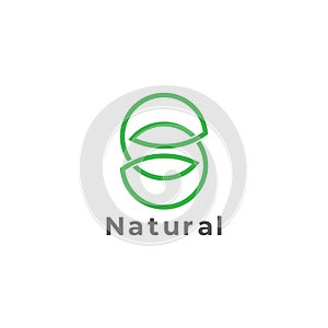 Letter s infinity leaf nature geometric linear logo vector