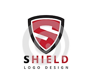 letter s inside shield vector icon or logo design illustration