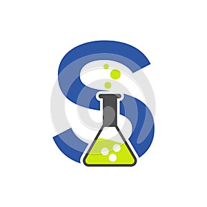 Letter S Lab Logo Concept for Science, Healthcare, Medical, Laboratory, Chemical and Nature Symbol