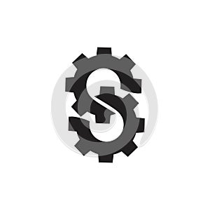 Letter s linked cog machine industrial logo vector