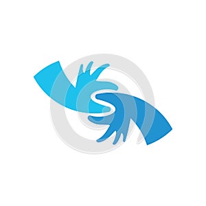 Letter s linked hand symbol logo decoration vector