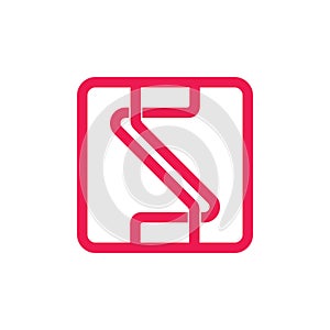 Letter s linked line square logo vector