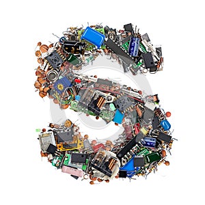 Letter S made of electronic components