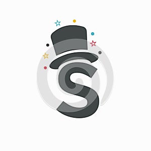 Letter S Magic Hat Logo Design. Magician Symbol Vector Template