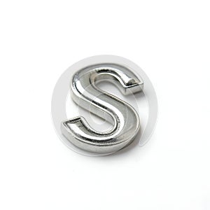 Letter S Metallic Silver Shiny