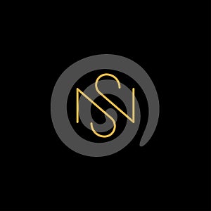 Letter S N SN NS Logo Design Simple Vector