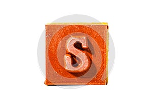 Letter S. Rubber stamp with wooden handle. Entire alphabet available