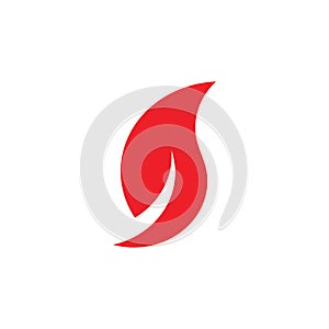 Letter s simple curves red flame geometric design logo vector