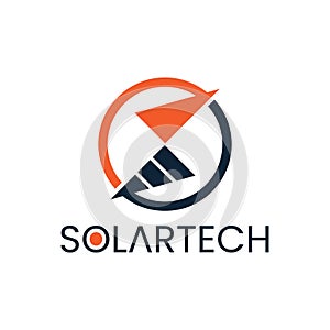 letter S solar technology logo template
