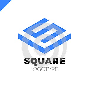 Letter S Square Negative Space Logo Design Element