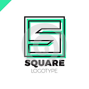 Letter S Square Negative Space Logo Design Element